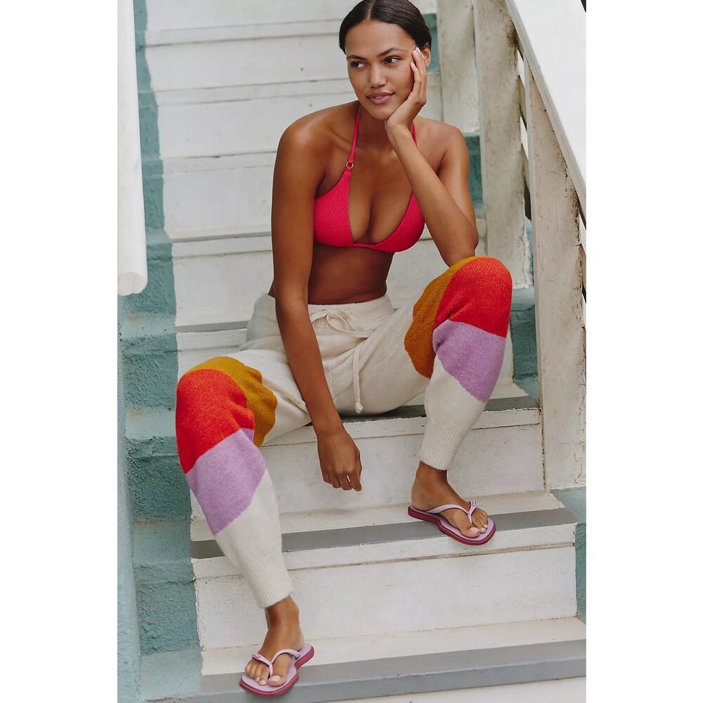 Anthropologie Daily Practice Huddle Up Colorblock Cozy Knit Sweatpants Size XXS